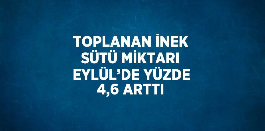 TOPLANAN İNEK SÜTÜ MİKTARI EYLÜL’DE YÜZDE 4,6 ARTTI