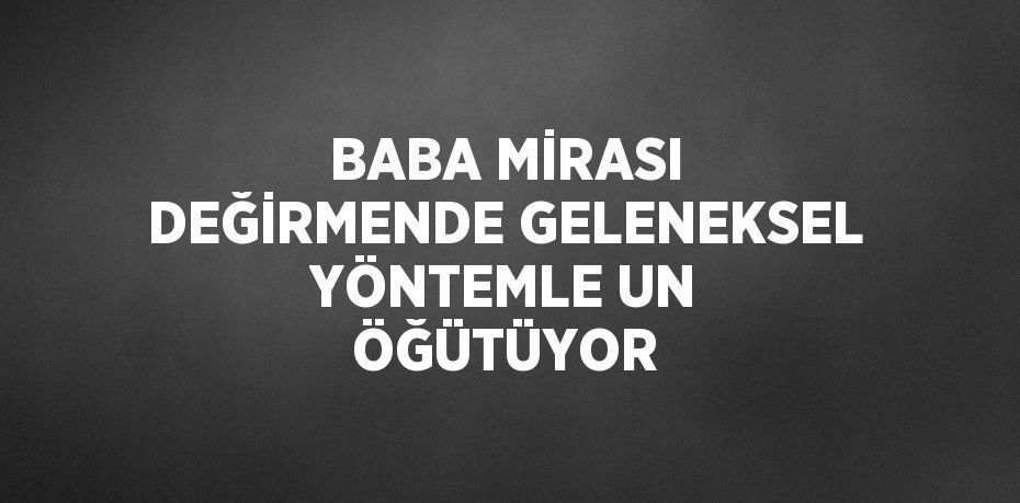 BABA MİRASI DEĞİRMENDE GELENEKSEL YÖNTEMLE UN ÖĞÜTÜYOR