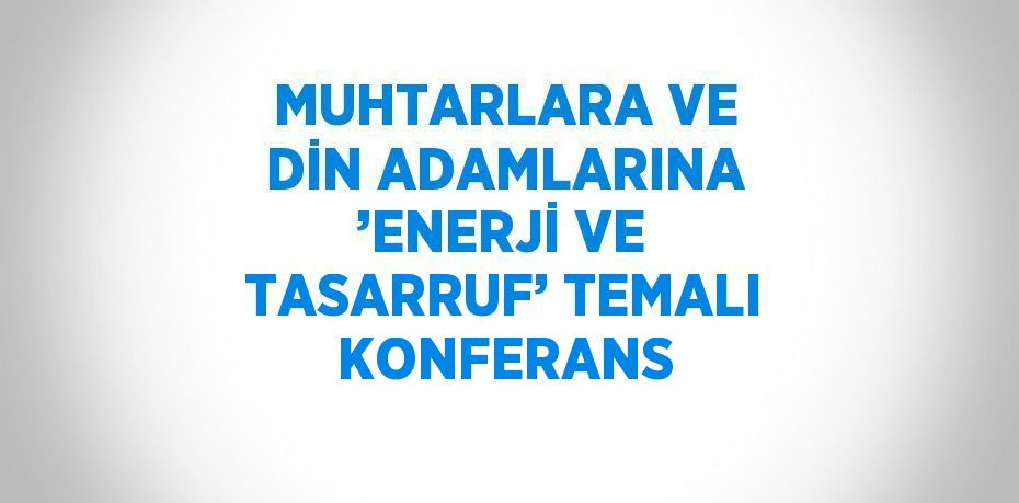 MUHTARLARA VE DİN ADAMLARINA ’ENERJİ VE TASARRUF’ TEMALI KONFERANS