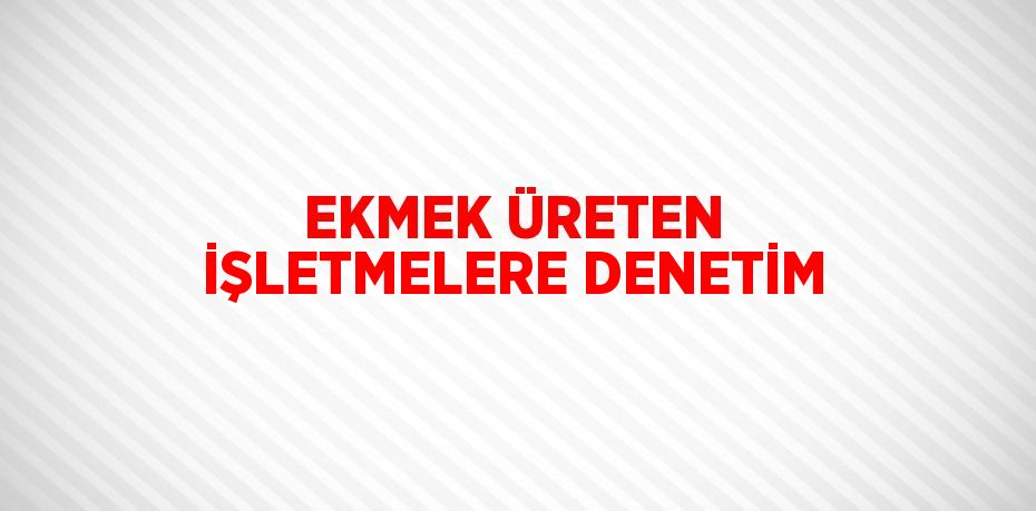 EKMEK ÜRETEN İŞLETMELERE DENETİM