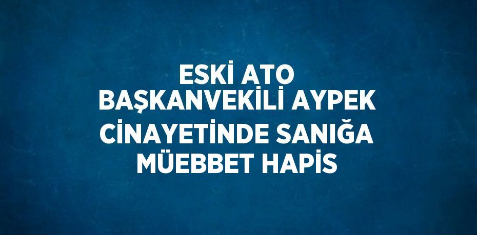 ESKİ ATO BAŞKANVEKİLİ AYPEK CİNAYETİNDE SANIĞA MÜEBBET HAPİS