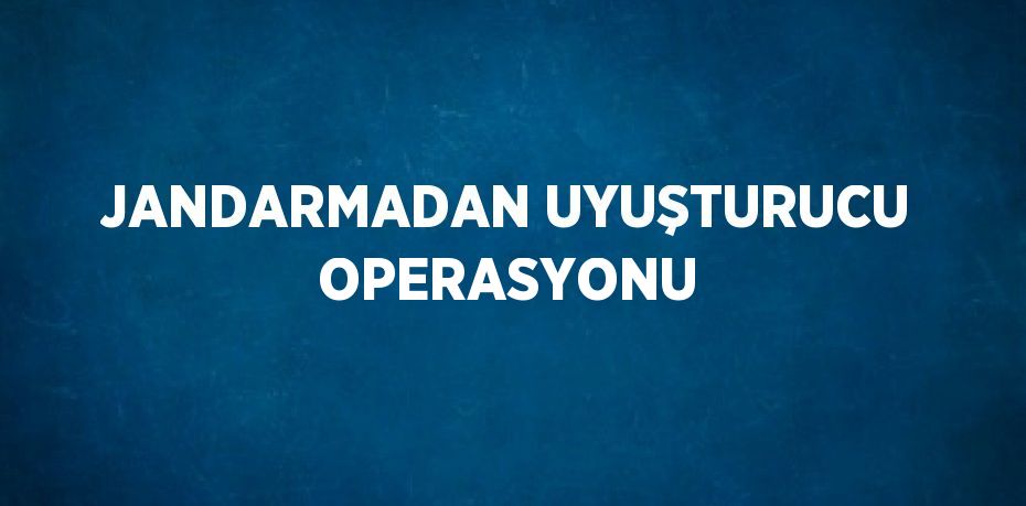 JANDARMADAN UYUŞTURUCU OPERASYONU