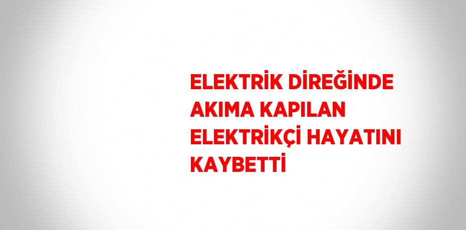 ELEKTRİK DİREĞİNDE AKIMA KAPILAN ELEKTRİKÇİ HAYATINI KAYBETTİ