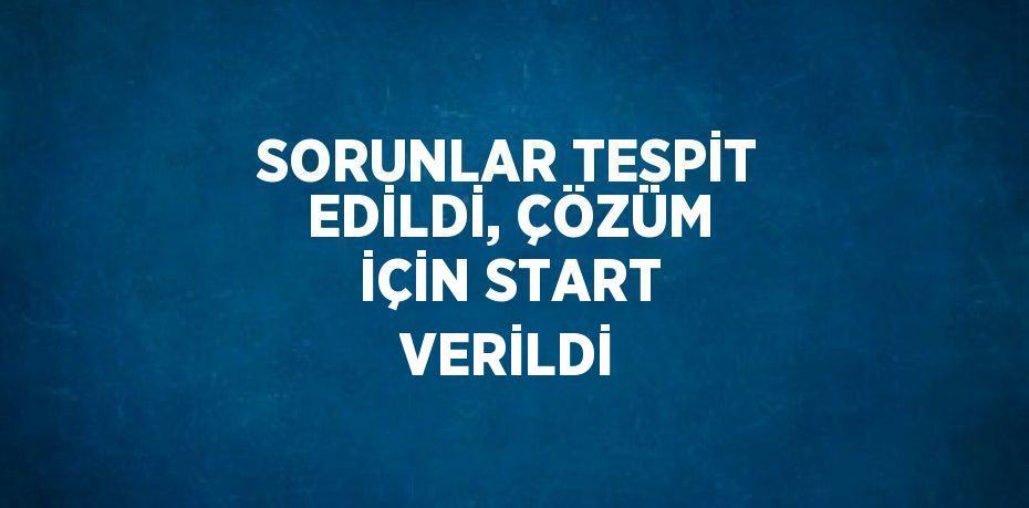 SORUNLAR TESPİT EDİLDİ, ÇÖZÜM İÇİN START VERİLDİ