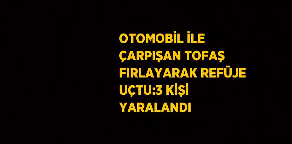 OTOMOBİL İLE ÇARPIŞAN TOFAŞ FIRLAYARAK REFÜJE UÇTU:3 KİŞİ YARALANDI