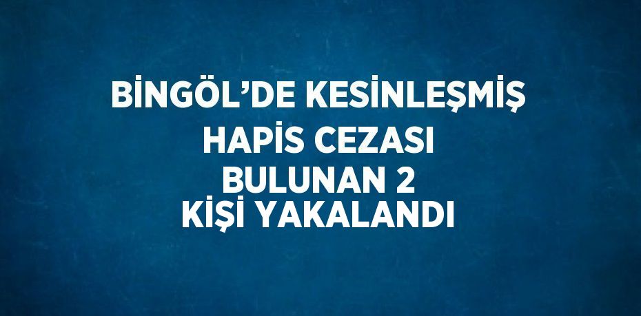 BİNGÖL’DE KESİNLEŞMİŞ HAPİS CEZASI BULUNAN 2 KİŞİ YAKALANDI