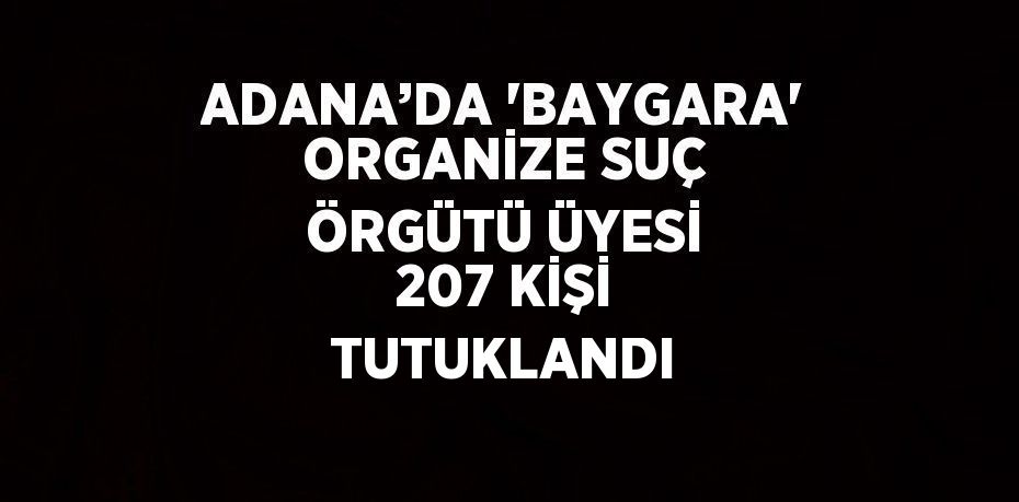 ADANA’DA 'BAYGARA' ORGANİZE SUÇ ÖRGÜTÜ ÜYESİ 207 KİŞİ TUTUKLANDI