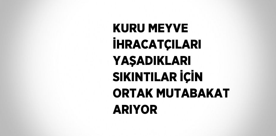 KURU MEYVE İHRACATÇILARI YAŞADIKLARI SIKINTILAR İÇİN ORTAK MUTABAKAT ARIYOR