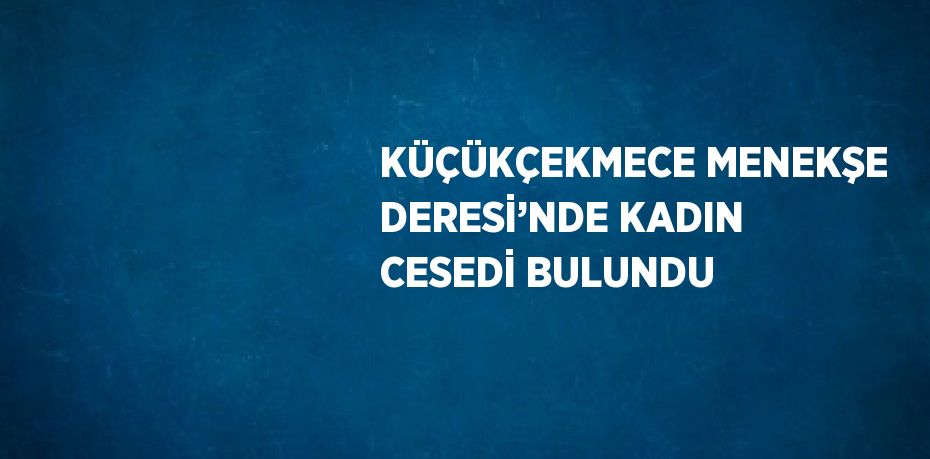 KÜÇÜKÇEKMECE MENEKŞE DERESİ’NDE KADIN CESEDİ BULUNDU