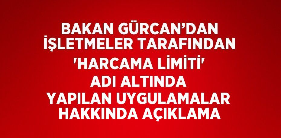 BAKAN GÜRCAN’DAN İŞLETMELER TARAFINDAN 'HARCAMA LİMİTİ' ADI ALTINDA YAPILAN UYGULAMALAR HAKKINDA AÇIKLAMA