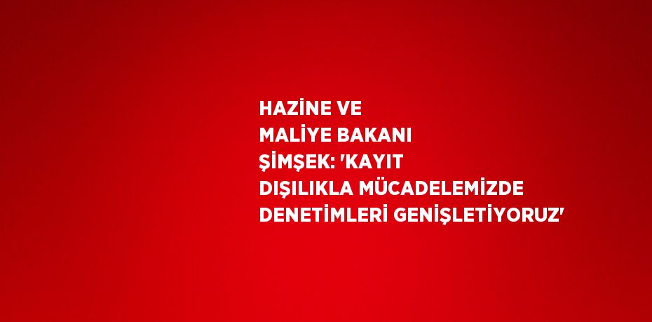 HAZİNE VE MALİYE BAKANI ŞİMŞEK: 'KAYIT DIŞILIKLA MÜCADELEMİZDE DENETİMLERİ GENİŞLETİYORUZ'