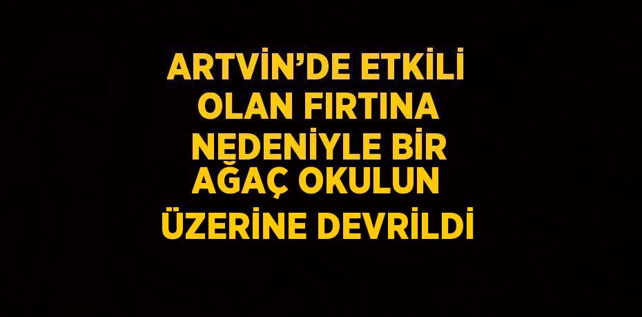 ARTVİN’DE ETKİLİ OLAN FIRTINA NEDENİYLE BİR AĞAÇ OKULUN ÜZERİNE DEVRİLDİ