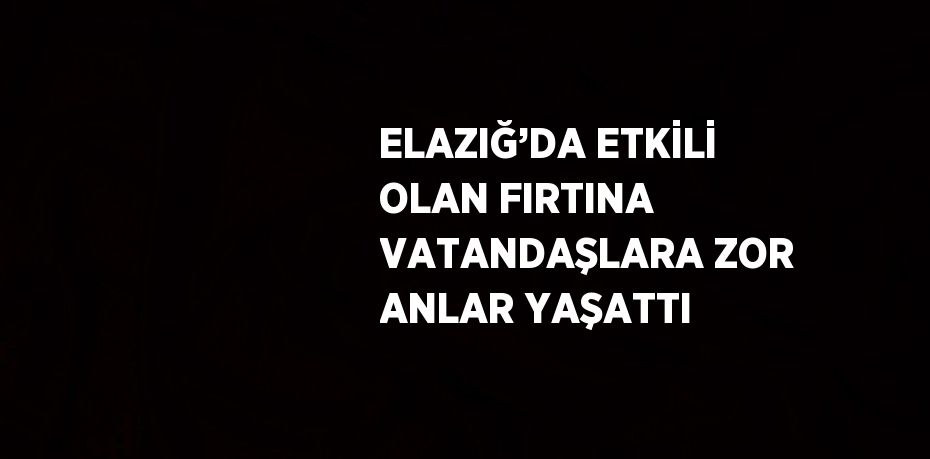 ELAZIĞ’DA ETKİLİ OLAN FIRTINA VATANDAŞLARA ZOR ANLAR YAŞATTI