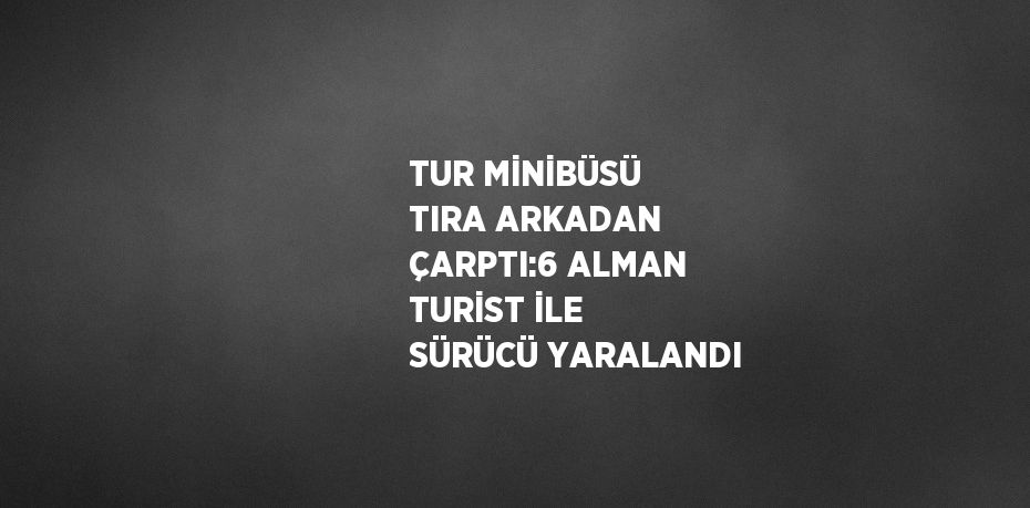 TUR MİNİBÜSÜ TIRA ARKADAN ÇARPTI:6 ALMAN TURİST İLE SÜRÜCÜ YARALANDI