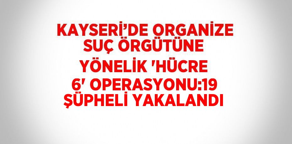 KAYSERİ’DE ORGANİZE SUÇ ÖRGÜTÜNE YÖNELİK 'HÜCRE 6' OPERASYONU:19 ŞÜPHELİ YAKALANDI