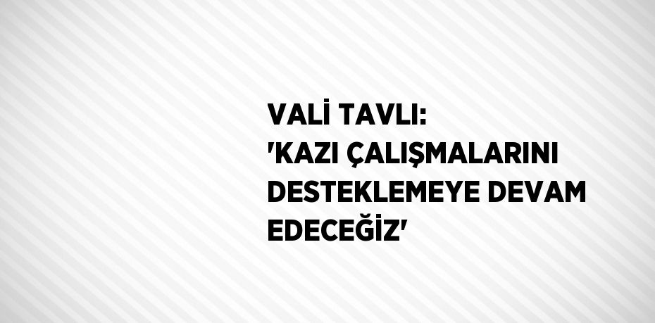 VALİ TAVLI: 'KAZI ÇALIŞMALARINI DESTEKLEMEYE DEVAM EDECEĞİZ'