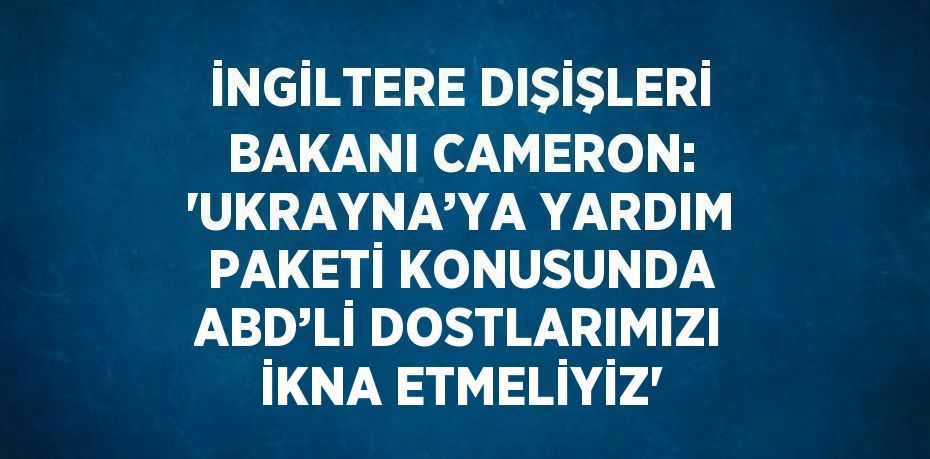 İNGİLTERE DIŞİŞLERİ BAKANI CAMERON: 'UKRAYNA’YA YARDIM PAKETİ KONUSUNDA ABD’Lİ DOSTLARIMIZI İKNA ETMELİYİZ'