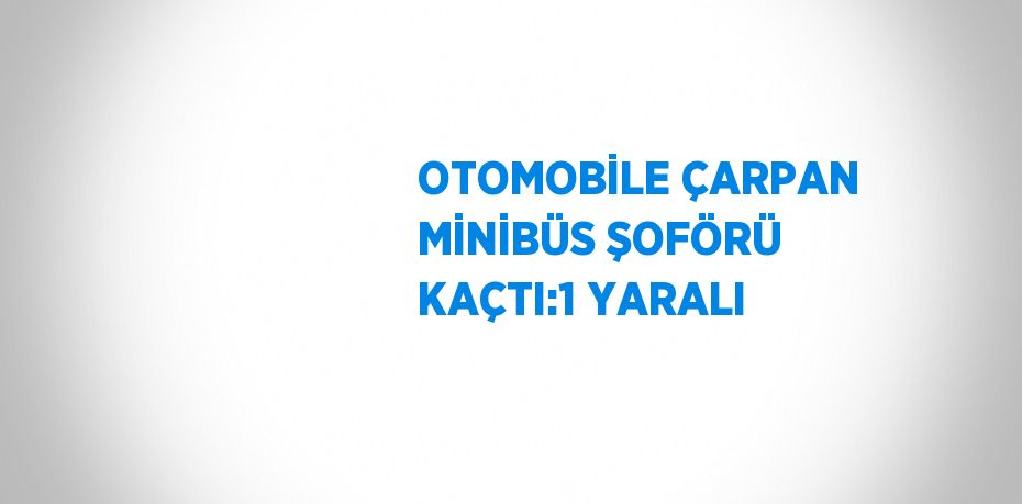 OTOMOBİLE ÇARPAN MİNİBÜS ŞOFÖRÜ KAÇTI:1 YARALI