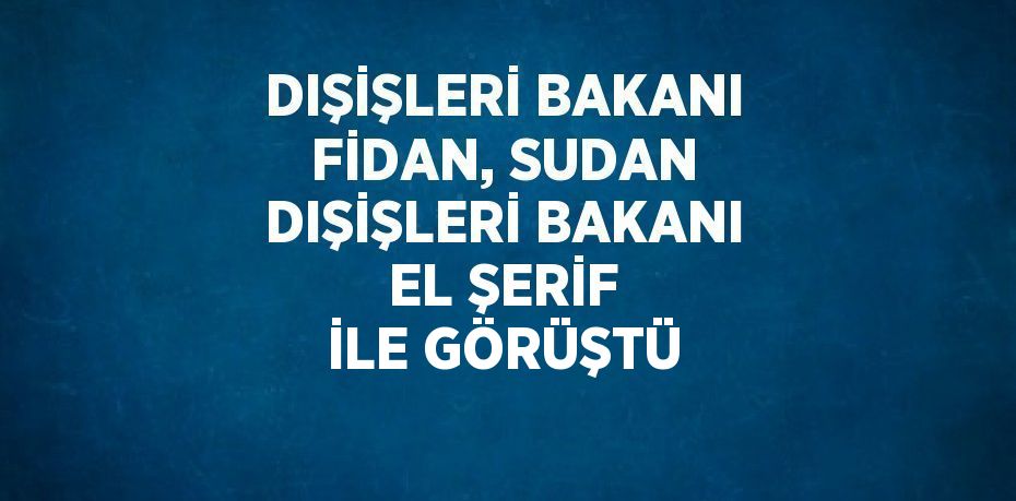 DIŞİŞLERİ BAKANI FİDAN, SUDAN DIŞİŞLERİ BAKANI EL ŞERİF İLE GÖRÜŞTÜ