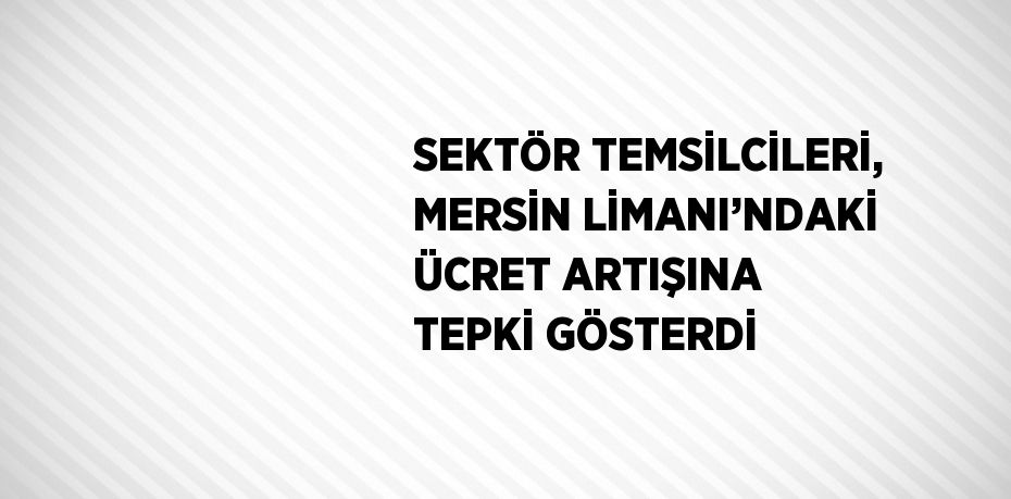 SEKTÖR TEMSİLCİLERİ, MERSİN LİMANI’NDAKİ ÜCRET ARTIŞINA TEPKİ GÖSTERDİ