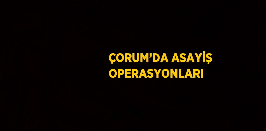 ÇORUM’DA ASAYİŞ OPERASYONLARI