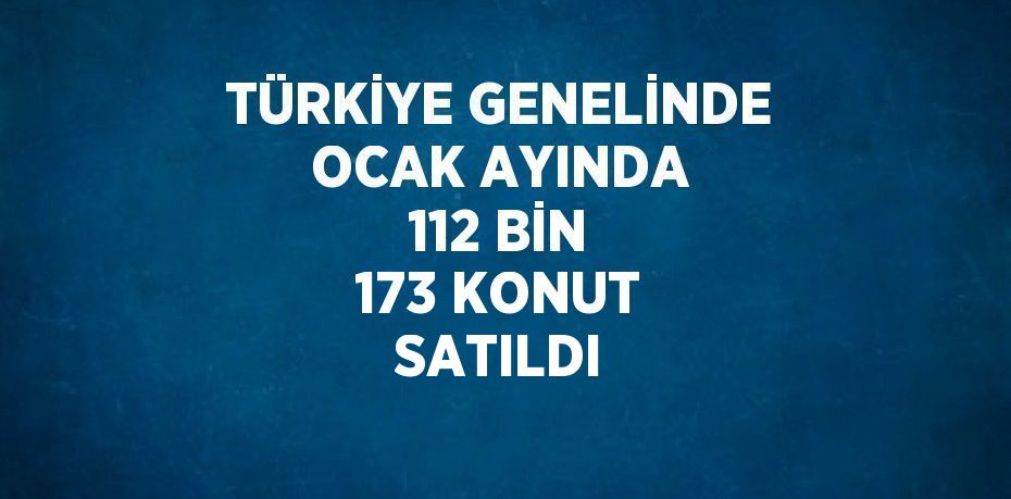 TÜRKİYE GENELİNDE OCAK AYINDA 112 BİN 173 KONUT SATILDI