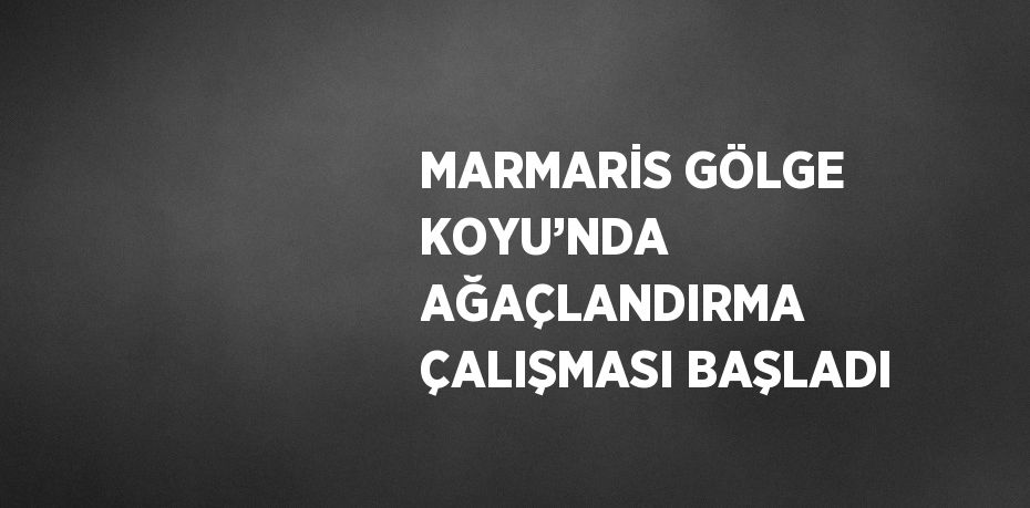 MARMARİS GÖLGE KOYU’NDA AĞAÇLANDIRMA ÇALIŞMASI BAŞLADI