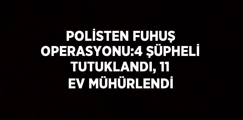 POLİSTEN FUHUŞ OPERASYONU:4 ŞÜPHELİ TUTUKLANDI, 11 EV MÜHÜRLENDİ