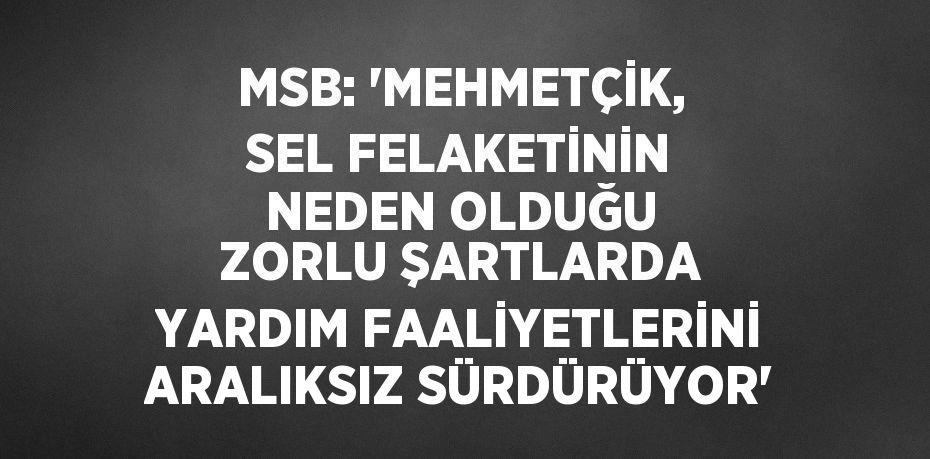 MSB: 'MEHMETÇİK, SEL FELAKETİNİN NEDEN OLDUĞU ZORLU ŞARTLARDA YARDIM FAALİYETLERİNİ ARALIKSIZ SÜRDÜRÜYOR'