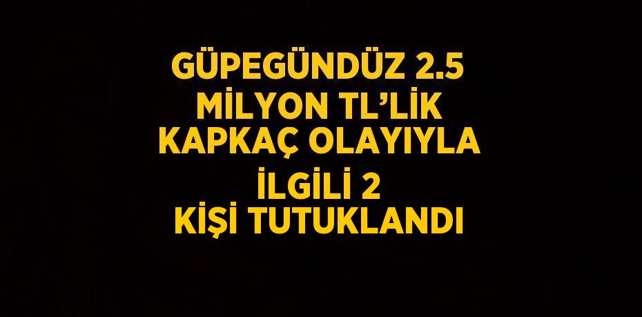 GÜPEGÜNDÜZ 2.5 MİLYON TL’LİK KAPKAÇ OLAYIYLA İLGİLİ 2 KİŞİ TUTUKLANDI