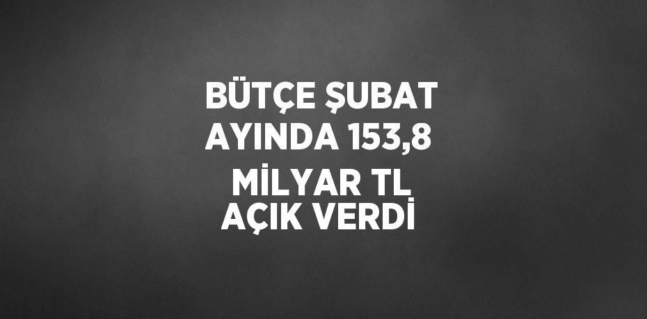 BÜTÇE ŞUBAT AYINDA 153,8 MİLYAR TL AÇIK VERDİ