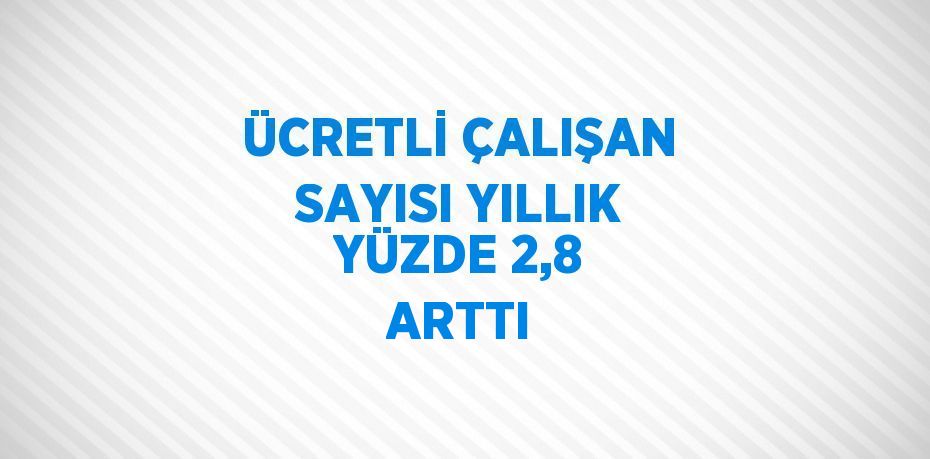 ÜCRETLİ ÇALIŞAN SAYISI YILLIK YÜZDE 2,8 ARTTI