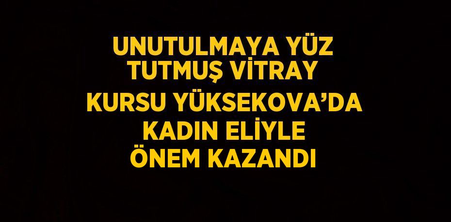 UNUTULMAYA YÜZ TUTMUŞ VİTRAY KURSU YÜKSEKOVA’DA KADIN ELİYLE ÖNEM KAZANDI