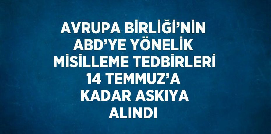 AVRUPA BİRLİĞİ’NİN ABD’YE YÖNELİK MİSİLLEME TEDBİRLERİ 14 TEMMUZ’A KADAR ASKIYA ALINDI