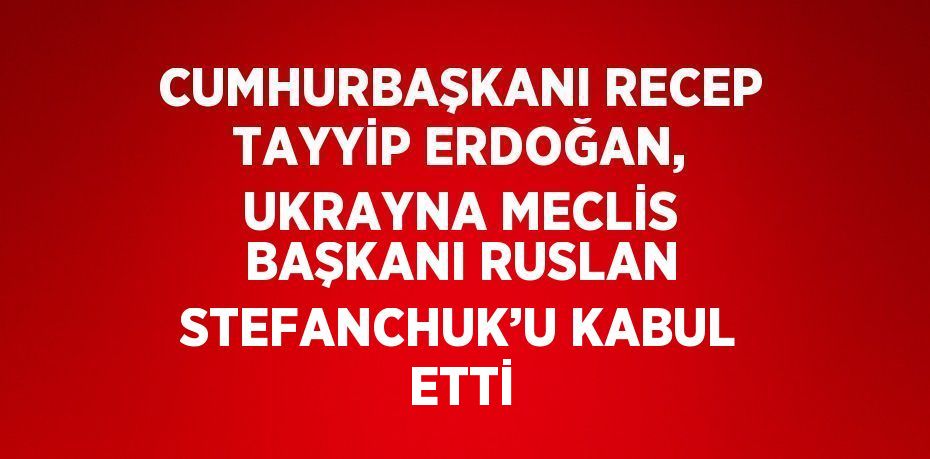 CUMHURBAŞKANI RECEP TAYYİP ERDOĞAN, UKRAYNA MECLİS BAŞKANI RUSLAN STEFANCHUK’U KABUL ETTİ