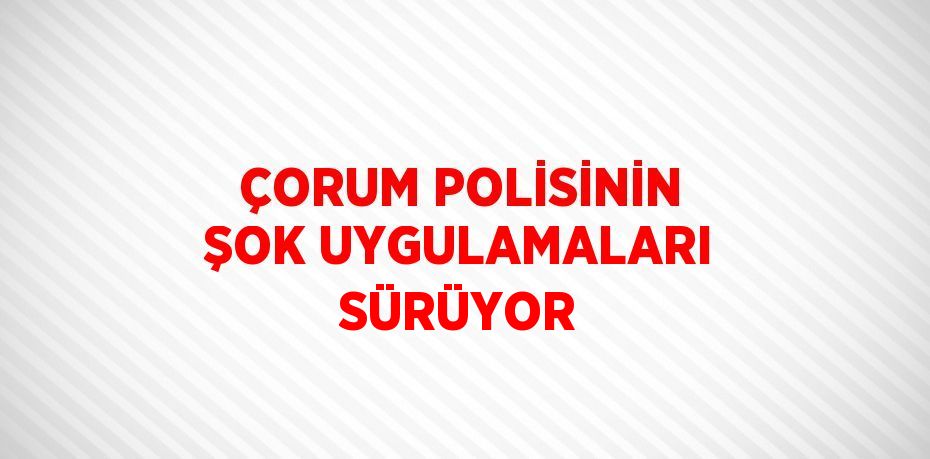 ÇORUM POLİSİNİN ŞOK UYGULAMALARI SÜRÜYOR