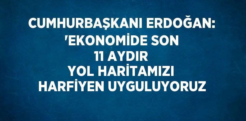 CUMHURBAŞKANI ERDOĞAN: 'EKONOMİDE SON 11 AYDIR YOL HARİTAMIZI HARFİYEN UYGULUYORUZ