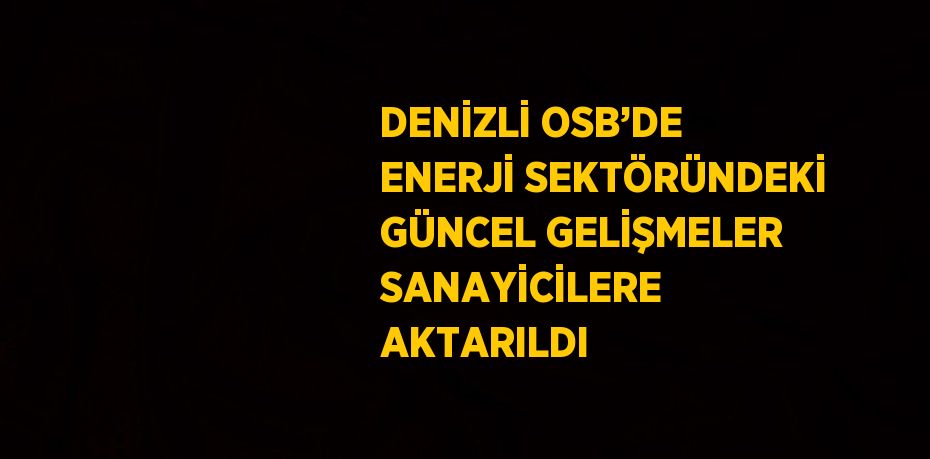 DENİZLİ OSB’DE ENERJİ SEKTÖRÜNDEKİ GÜNCEL GELİŞMELER SANAYİCİLERE AKTARILDI