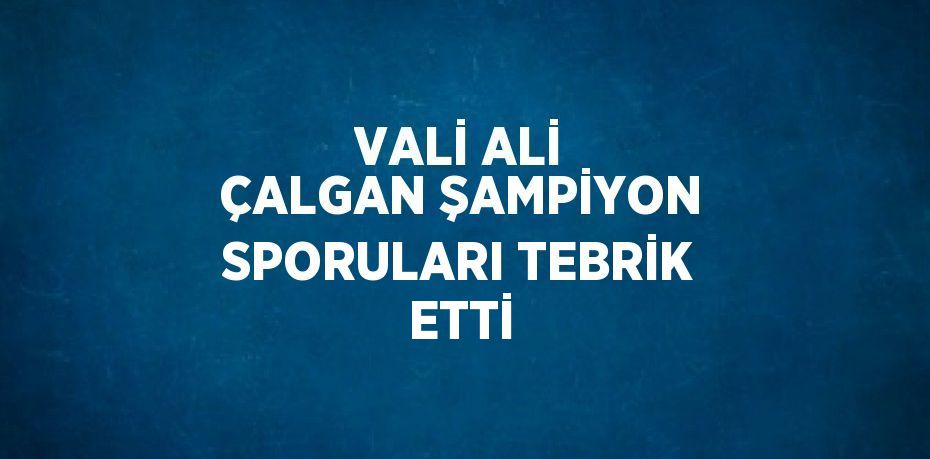 VALİ ALİ ÇALGAN ŞAMPİYON SPORULARI TEBRİK ETTİ