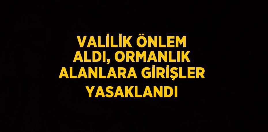 VALİLİK ÖNLEM ALDI, ORMANLIK ALANLARA GİRİŞLER YASAKLANDI