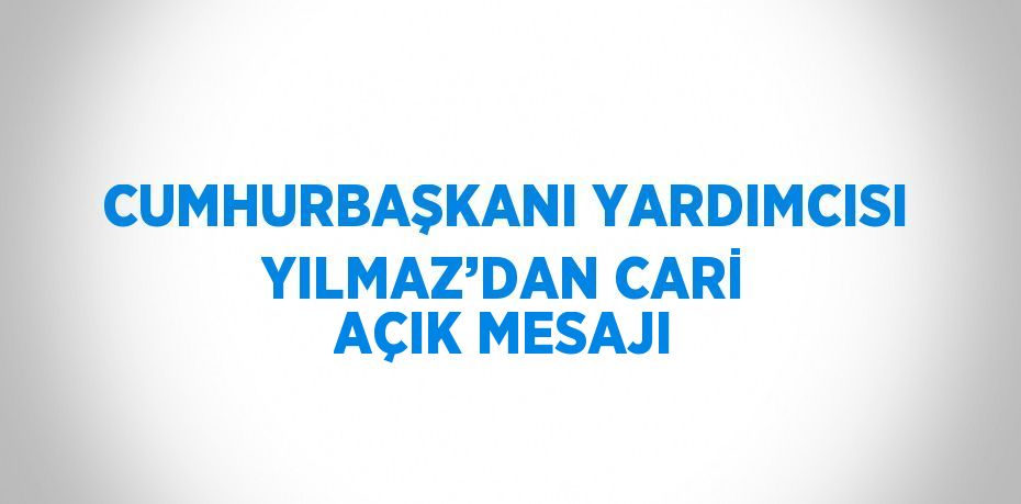 CUMHURBAŞKANI YARDIMCISI YILMAZ’DAN CARİ AÇIK MESAJI