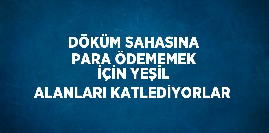 DÖKÜM SAHASINA PARA ÖDEMEMEK İÇİN YEŞİL ALANLARI KATLEDİYORLAR
