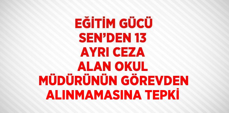 EĞİTİM GÜCÜ SEN’DEN 13 AYRI CEZA ALAN OKUL MÜDÜRÜNÜN GÖREVDEN ALINMAMASINA TEPKİ