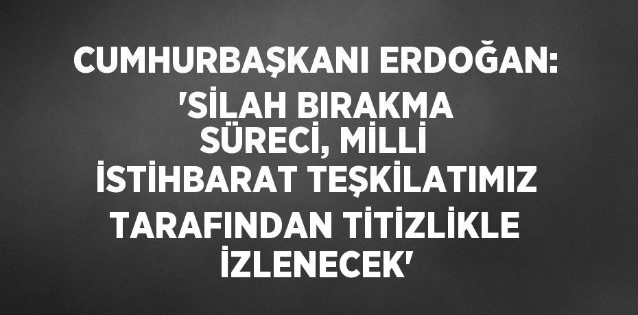 CUMHURBAŞKANI ERDOĞAN: 'SİLAH BIRAKMA SÜRECİ, MİLLİ İSTİHBARAT TEŞKİLATIMIZ TARAFINDAN TİTİZLİKLE İZLENECEK'