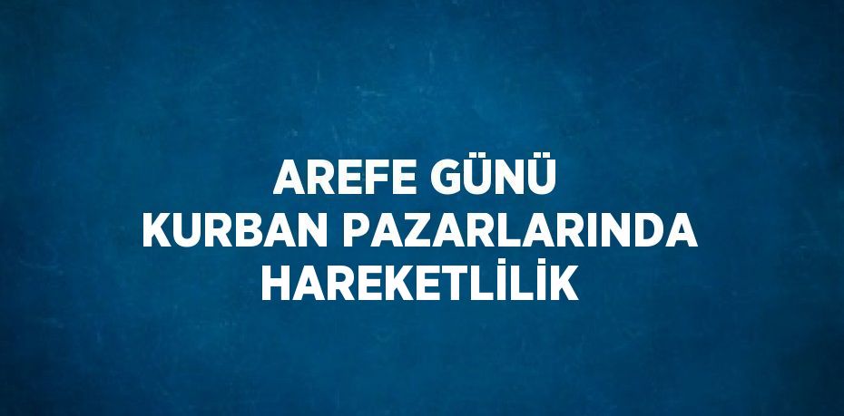 AREFE GÜNÜ KURBAN PAZARLARINDA HAREKETLİLİK