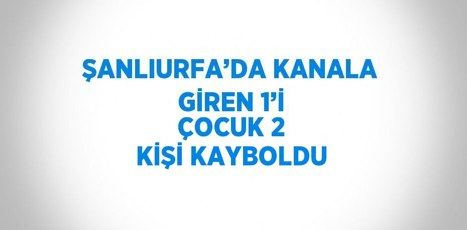 ŞANLIURFA’DA KANALA GİREN 1’İ ÇOCUK 2 KİŞİ KAYBOLDU