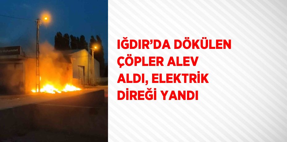 IĞDIR’DA DÖKÜLEN ÇÖPLER ALEV ALDI, ELEKTRİK DİREĞİ YANDI