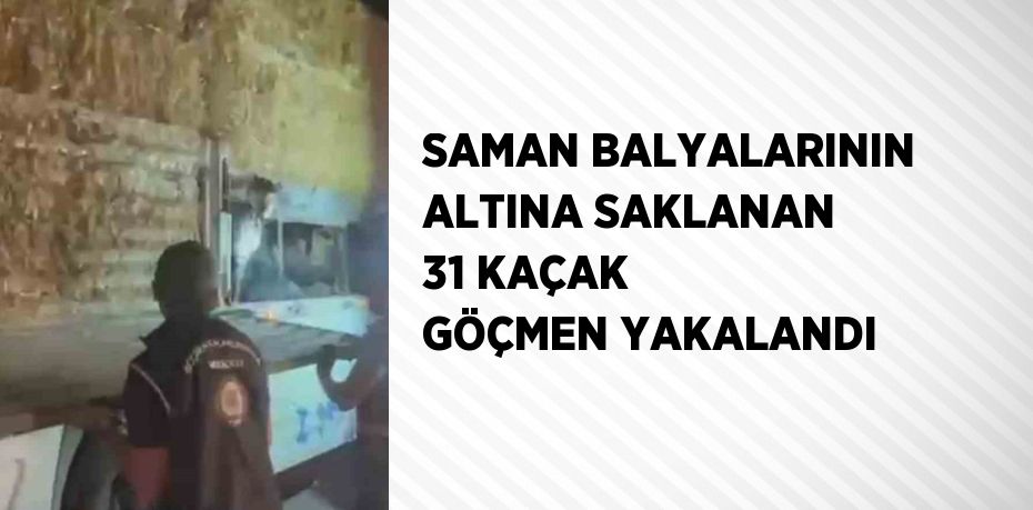 SAMAN BALYALARININ ALTINA SAKLANAN 31 KAÇAK GÖÇMEN YAKALANDI
