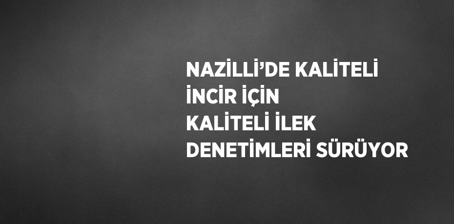 NAZİLLİ’DE KALİTELİ İNCİR İÇİN KALİTELİ İLEK DENETİMLERİ SÜRÜYOR
