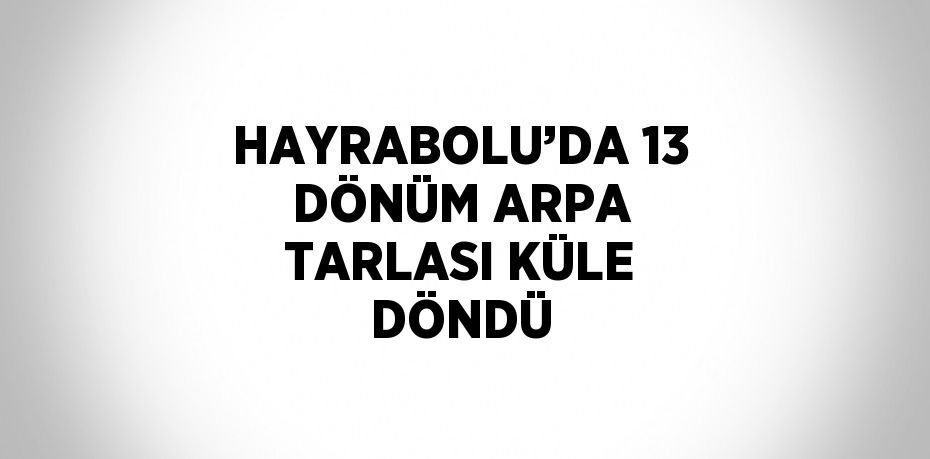 HAYRABOLU’DA 13 DÖNÜM ARPA TARLASI KÜLE DÖNDÜ